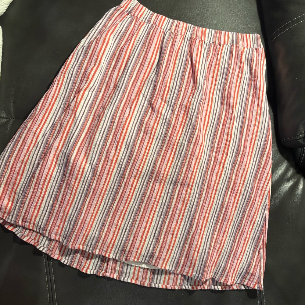 Striped Pink, Red and White Women's A-Line Skirt